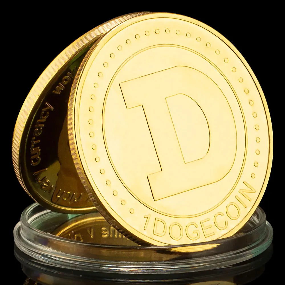 Dogecoin Golden Plated Crypto Coins 40mm Souvenirs and Gift Ideas WOW Cute Doge Home Decorations Commemorative Coin 1449-Chinese Style Finds™