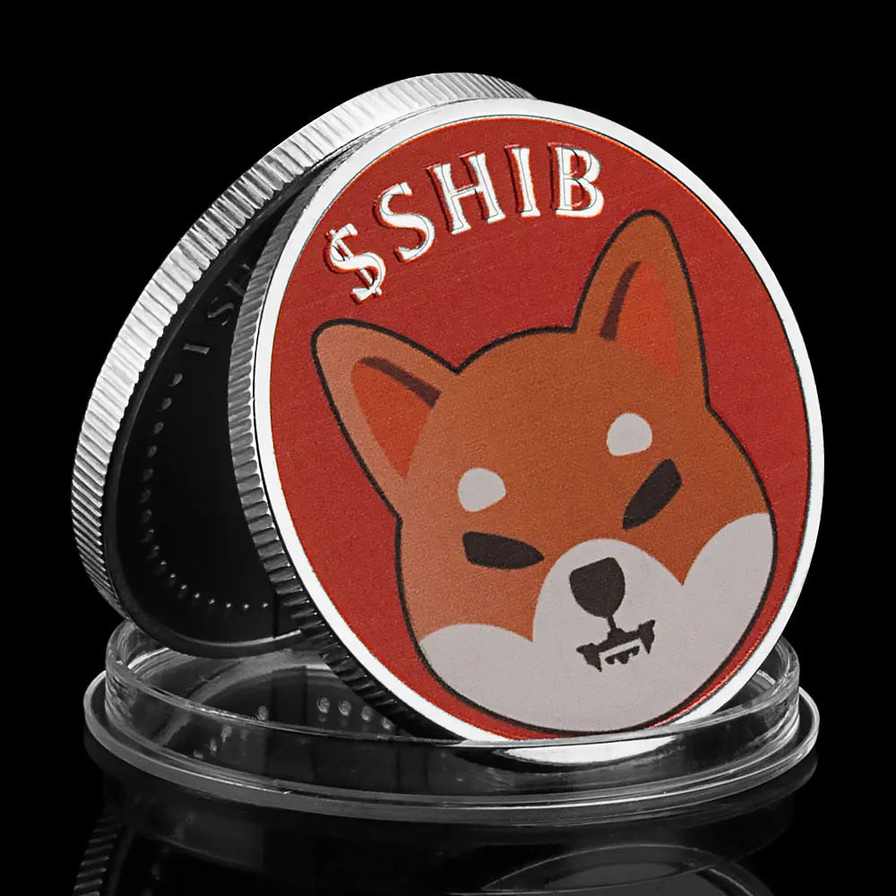 Dogecoin Killer SHIBA Inu Coin (SHIB) CRYPTO Metal Golden Plated Physical Shib Red Coin Doge Killer Souvenir Coins 1610-Chinese Style Finds™