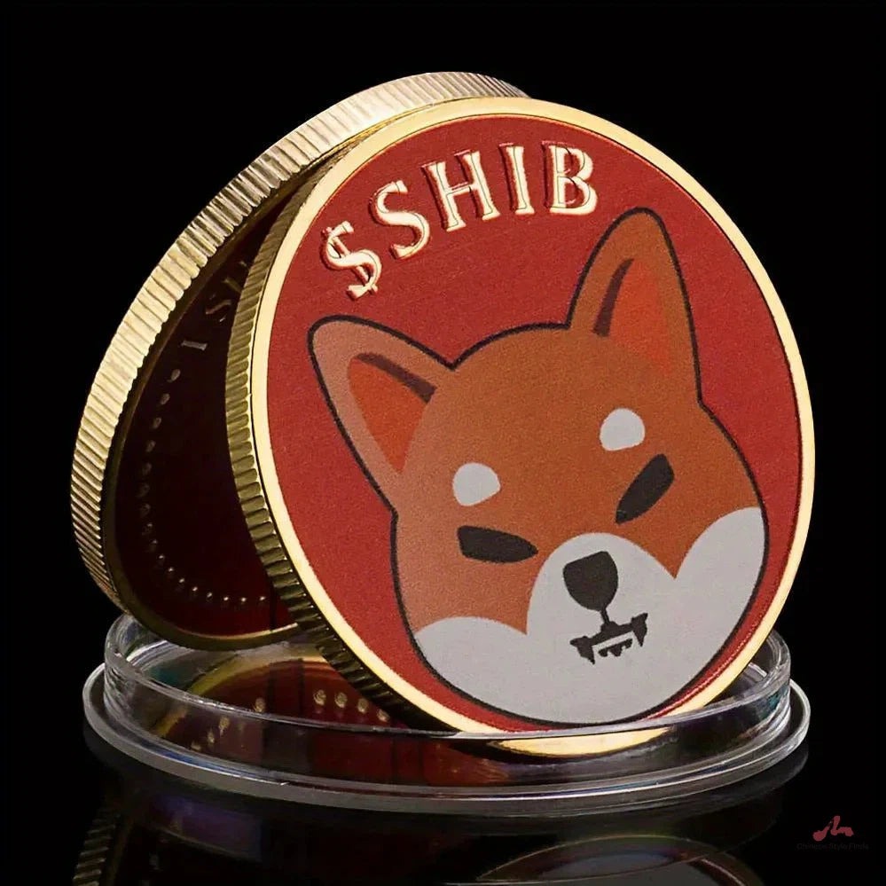 Dogecoin Killer SHIBA Inu Coin (SHIB) CRYPTO Metal Golden Plated Physical Shib Red Coin Doge Killer Souvenir Coins 1610-Chinese Style Finds™