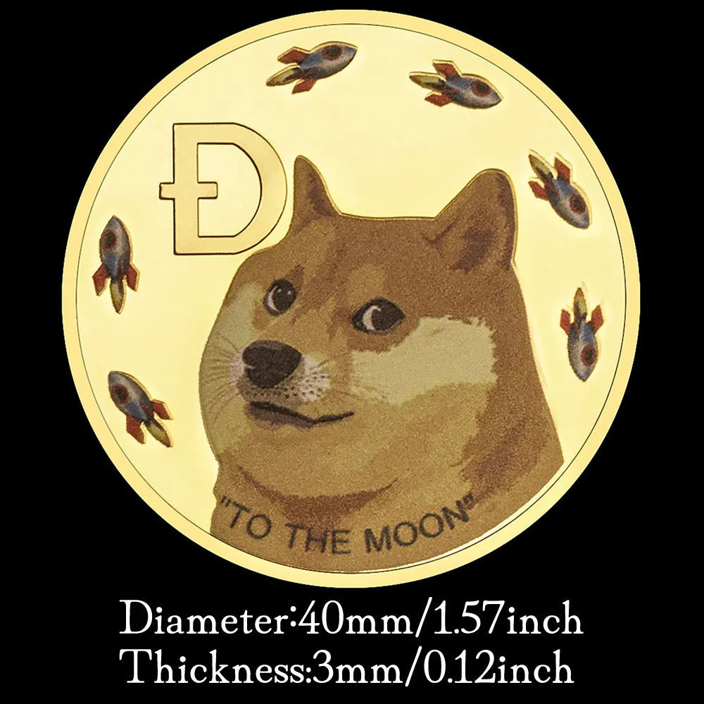 Dogecoin Rocket Pattern Collectible Commemorative Coin To The Moon In Doge We Trust Gold Plated Physical Cryptocurrency Coin 1170-Chinese Style Finds™