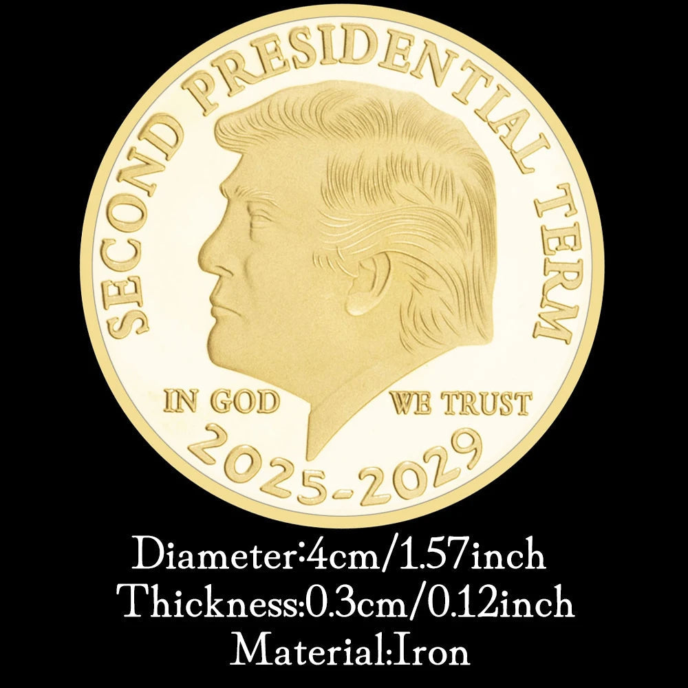 Donald Trump Gold Coin Golden Plated Collectable Coin and Case Included Second Presidential Term 2025 2029 Commemorative Coin 1698-Chinese Style Finds™