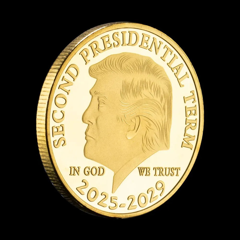 Donald Trump Gold Coin Golden Plated Collectable Coin and Case Included Second Presidential Term 2025 2029 Commemorative Coin 1698-Chinese Style Finds™