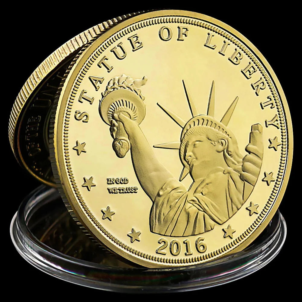 Donald Trump Liberty Souvenir Coin Collectible Gift Collection Art Statue of Liberty Gold Plated Commemorative Coin 1644-Chinese Style Finds™