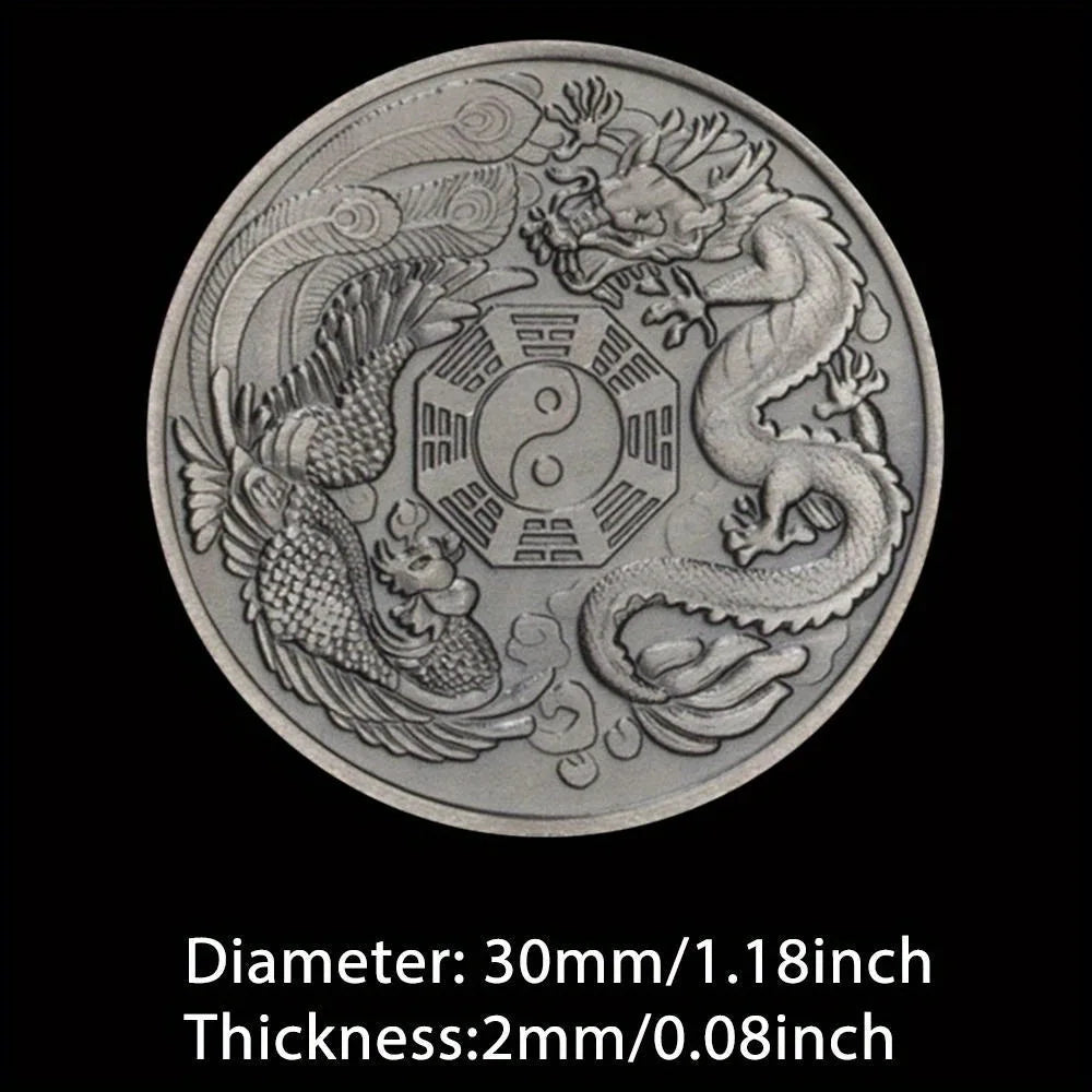 Dragon and Phoenix Tai Chi Bring You Good Luck Traditional Collectible Gift Copper Plated Collection Art Commemorative Coin 1415-Chinese Style Finds™