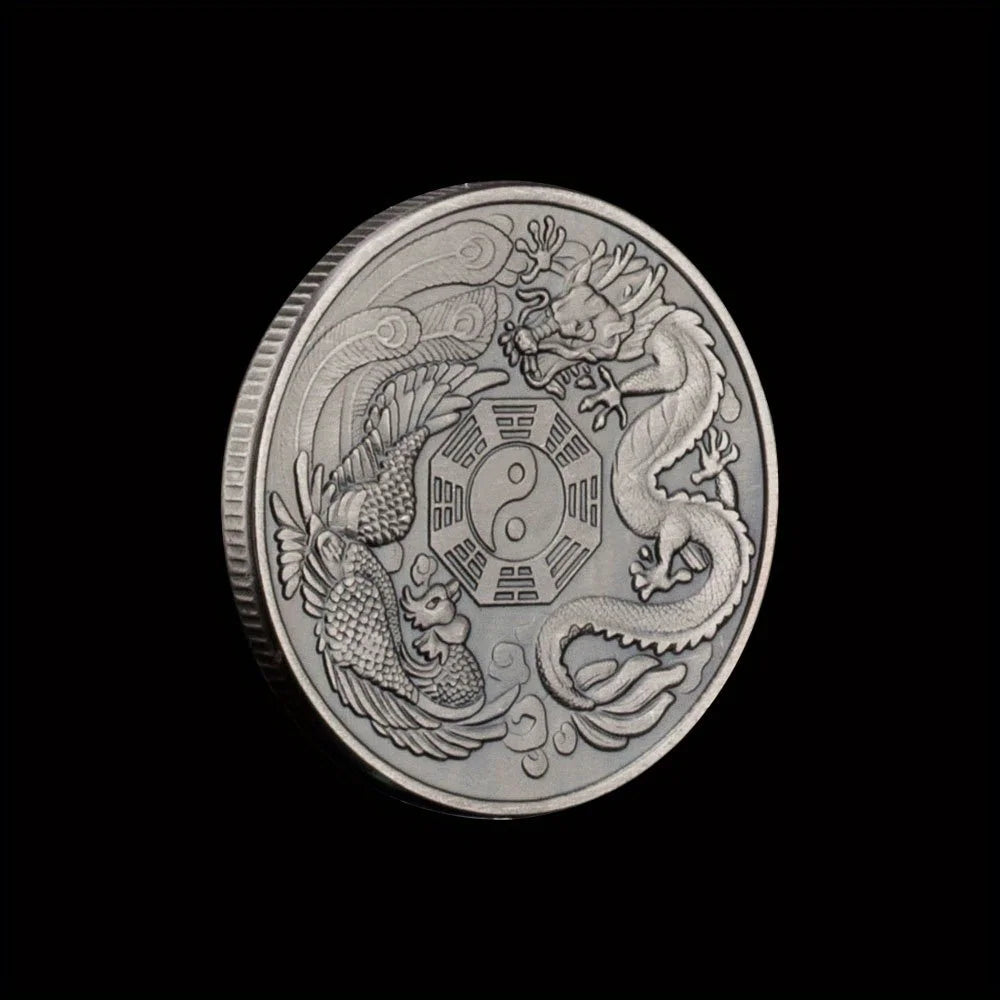 Dragon and Phoenix Tai Chi Bring You Good Luck Traditional Collectible Gift Copper Plated Collection Art Commemorative Coin 1415-Chinese Style Finds™