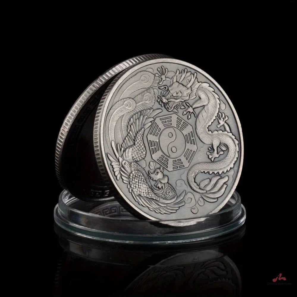 Dragon and Phoenix Tai Chi Bring You Good Luck Traditional Collectible Gift Copper Plated Collection Art Commemorative Coin 1415-Chinese Style Finds™