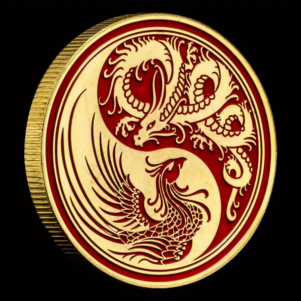 Dragon and Phoenix Traditional Collectible Gift Golden Plated Collection Art Tai Chi Commemorative Coin 1336-Chinese Style Finds™