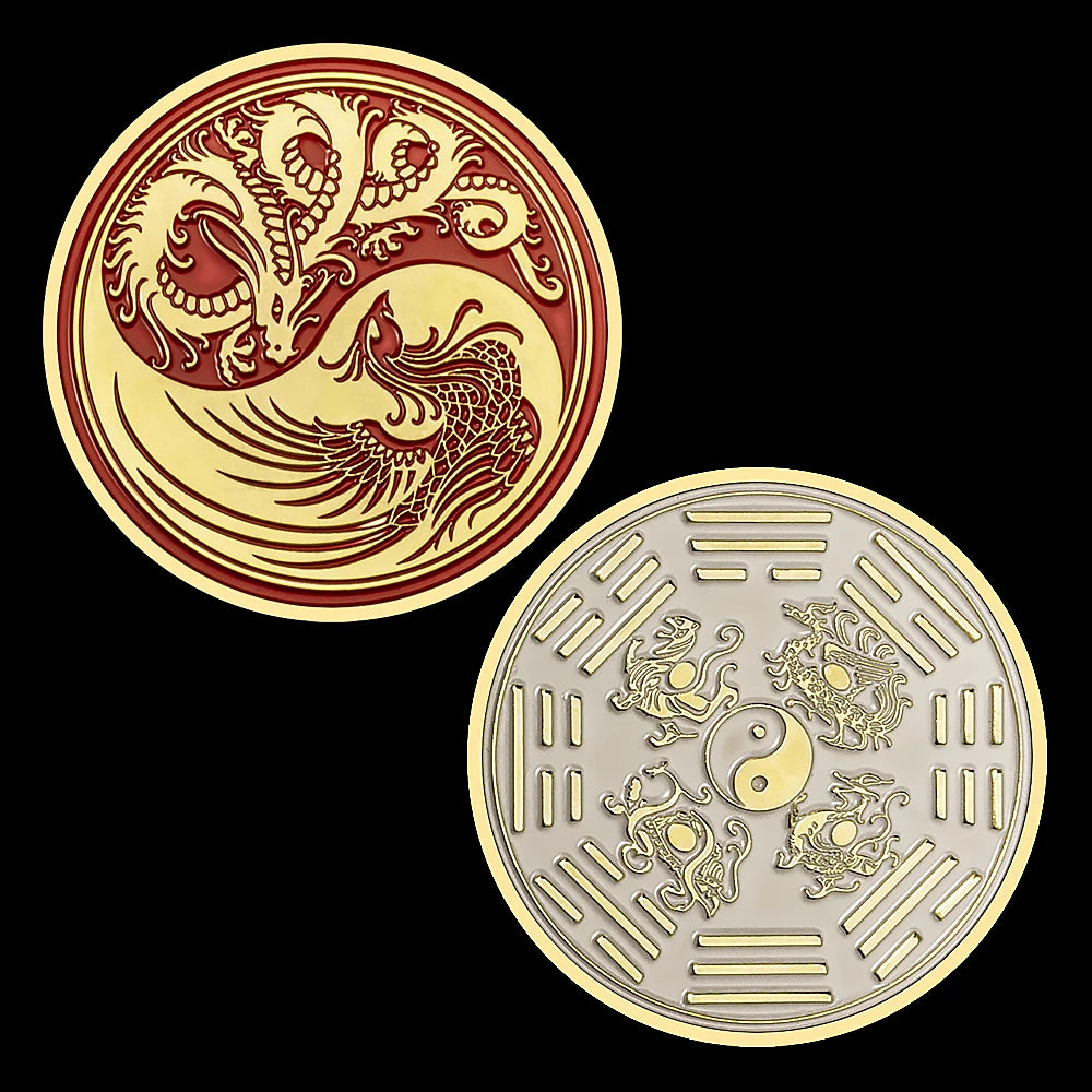 Dragon and Phoenix Traditional Collectible Gift Golden Plated Collection Art Tai Chi Commemorative Coin 1336-Chinese Style Finds™