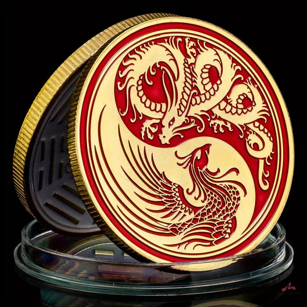 Dragon and Phoenix Traditional Collectible Gift Golden Plated Collection Art Tai Chi Commemorative Coin 1336-Chinese Style Finds™