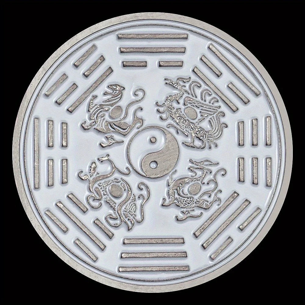 Dragon and Phoenix Traditional Collectible Gift Silvery Plated Collection Art Tai Chi Commemorative Coin 1350-Chinese Style Finds™