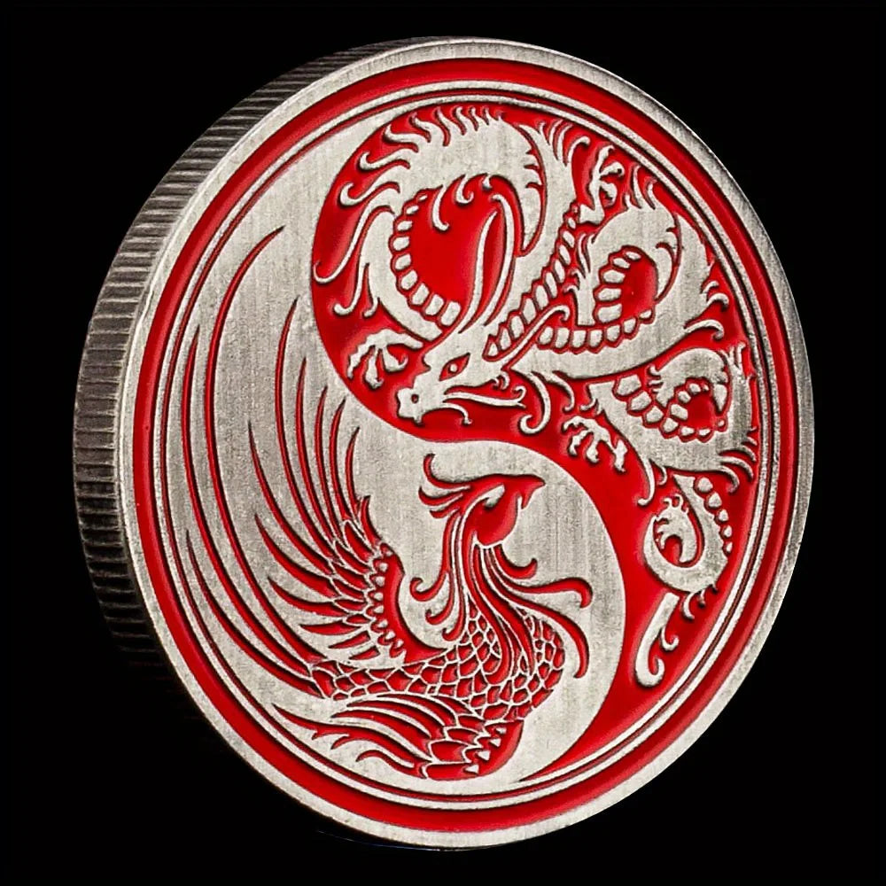 Dragon and Phoenix Traditional Collectible Gift Silvery Plated Collection Art Tai Chi Commemorative Coin 1350-Chinese Style Finds™