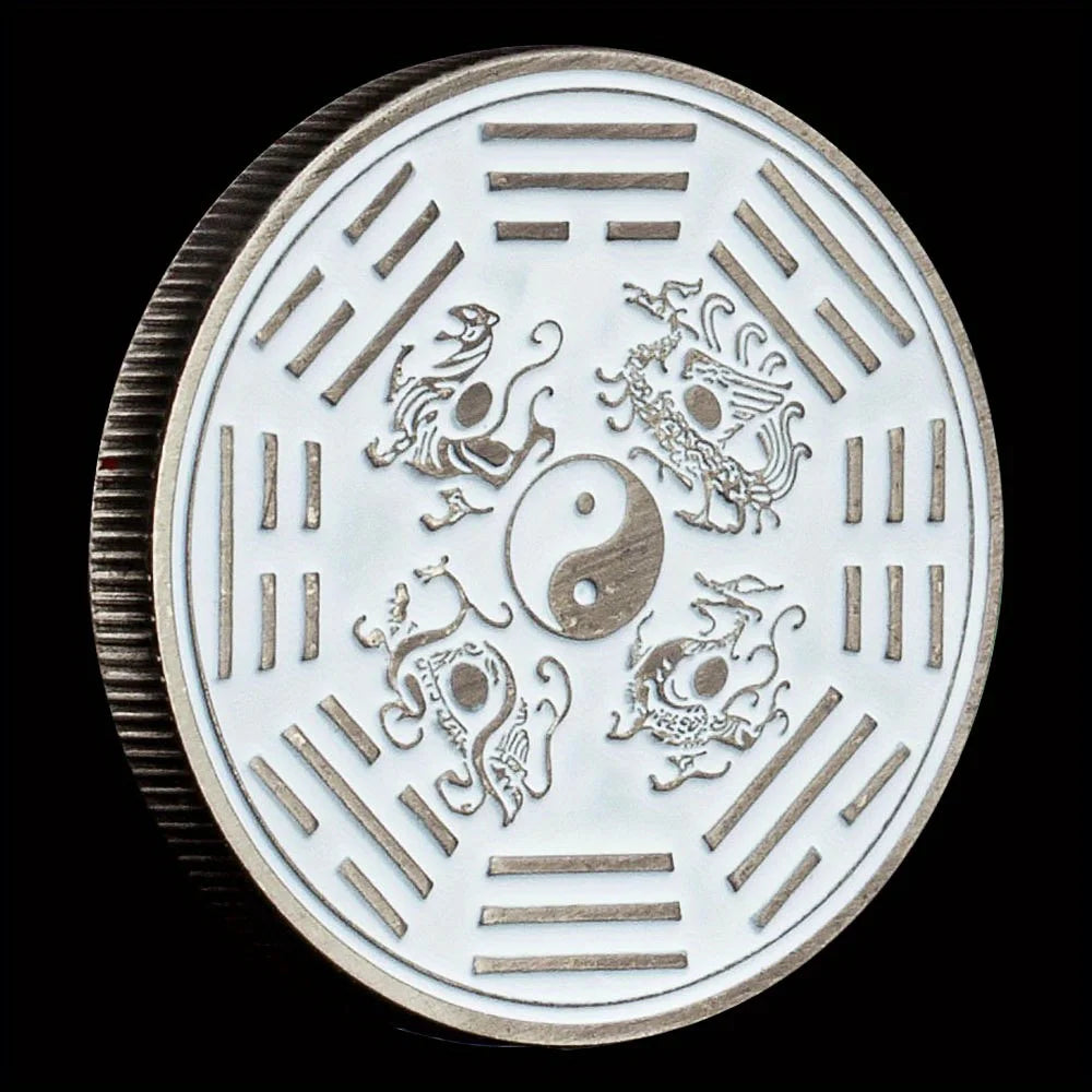 Dragon and Phoenix Traditional Collectible Gift Silvery Plated Collection Art Tai Chi Commemorative Coin 1350-Chinese Style Finds™