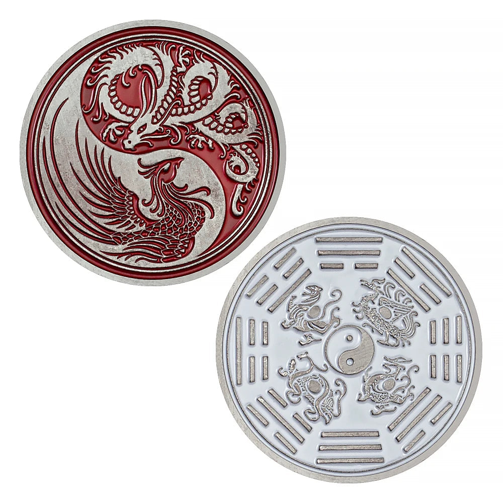 Dragon and Phoenix Traditional Collectible Gift Silvery Plated Collection Art Tai Chi Commemorative Coin 1350-Chinese Style Finds™