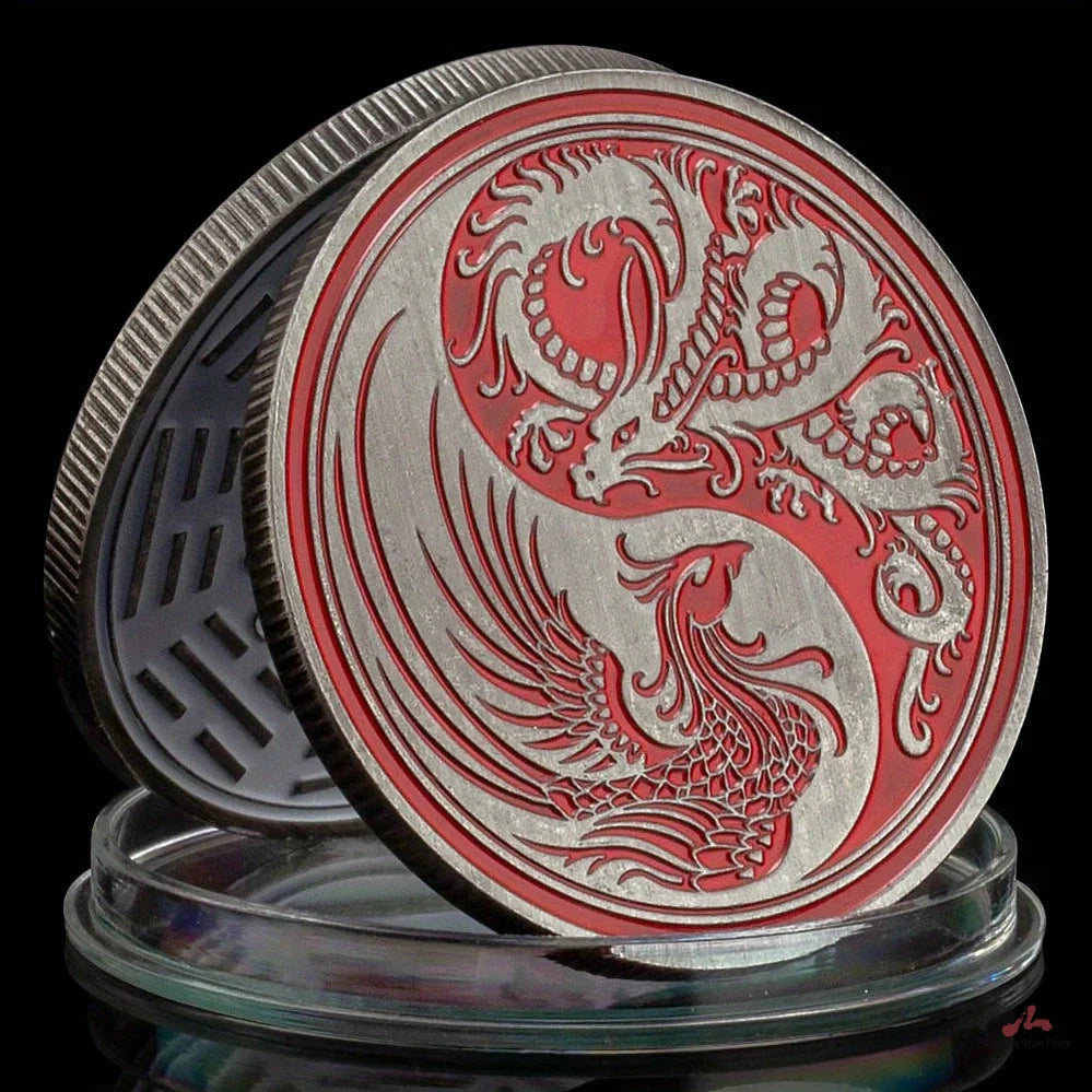 Dragon and Phoenix Traditional Collectible Gift Silvery Plated Collection Art Tai Chi Commemorative Coin 1350-Chinese Style Finds™