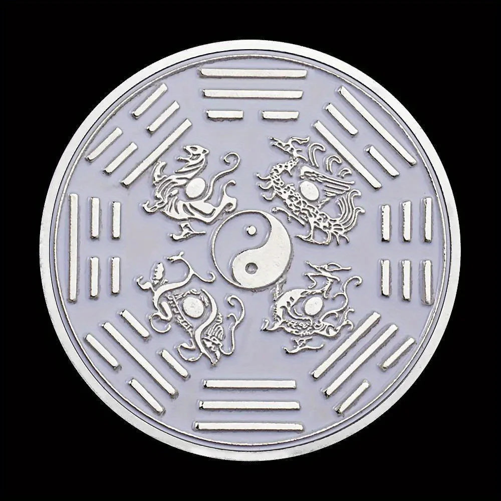 Dragon and Phoenix Traditional Collectible Gift Silvery Plated Collection Art Tai Chi Commemorative Coin 1412-Chinese Style Finds™