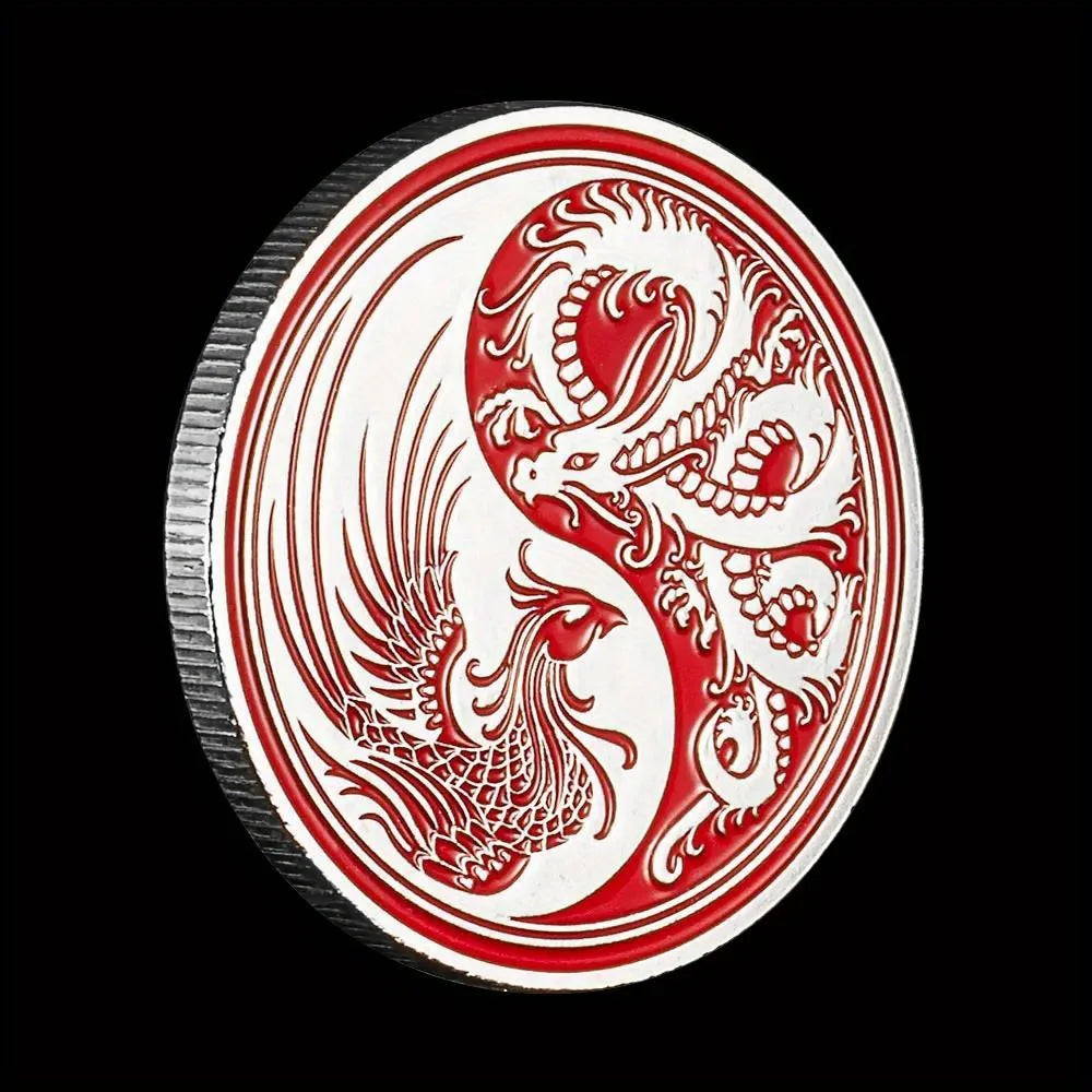 Dragon and Phoenix Traditional Collectible Gift Silvery Plated Collection Art Tai Chi Commemorative Coin 1412-Chinese Style Finds™