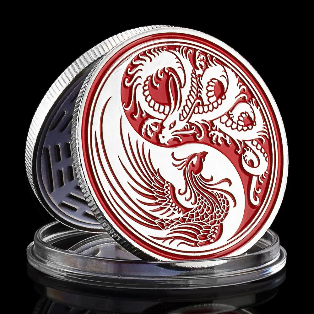 Dragon and Phoenix Traditional Collectible Gift Silvery Plated Collection Art Tai Chi Commemorative Coin 1412-Chinese Style Finds™