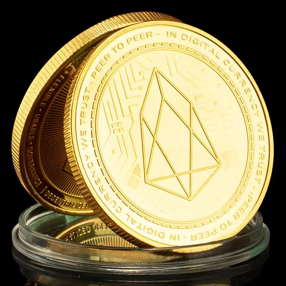 EOS Crypto Coins Golden Plated Souvenirs and Gift Ideas Enterprise Operation System Physical Cryptocurrency Coins Commemorative Coin 1403-Chinese Style Finds™