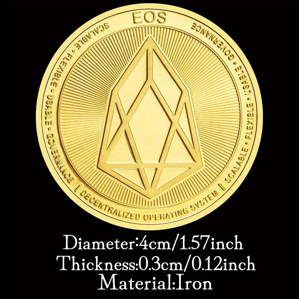 EOS Crypto Coins Golden Plated Souvenirs and Gift Ideas Enterprise Operation System Physical Cryptocurrency Coins Commemorative Coin 1403-Chinese Style Finds™