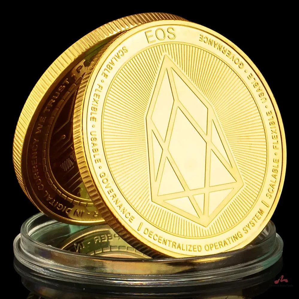 EOS Crypto Coins Golden Plated Souvenirs and Gift Ideas Enterprise Operation System Physical Cryptocurrency Coins Commemorative Coin 1403-Chinese Style Finds™