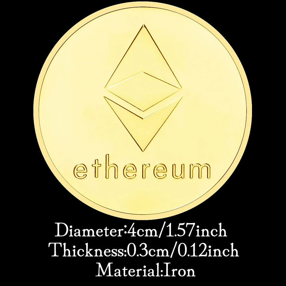 ETH Gold/Sliver Plated Patterned Ethereum Bitcoin Embossed Stereo Bitcoin Digital Currency Coin Physical Commemorative Bit Metal 1210-Chinese Style Finds™