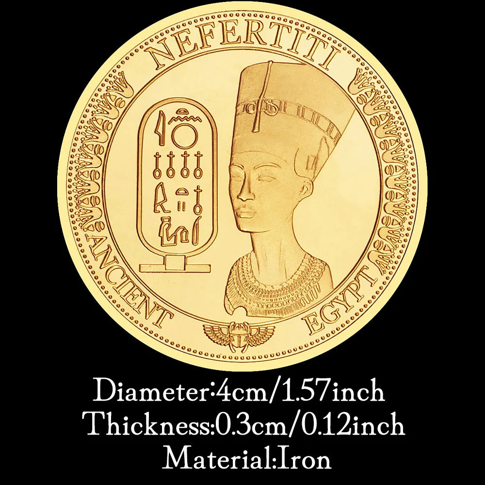 Egypt Queen Nefertiti Pyramid Gold Plated Souvenir Coin Commemorative Coin Replica Collection Gift 1612-Chinese Style Finds™