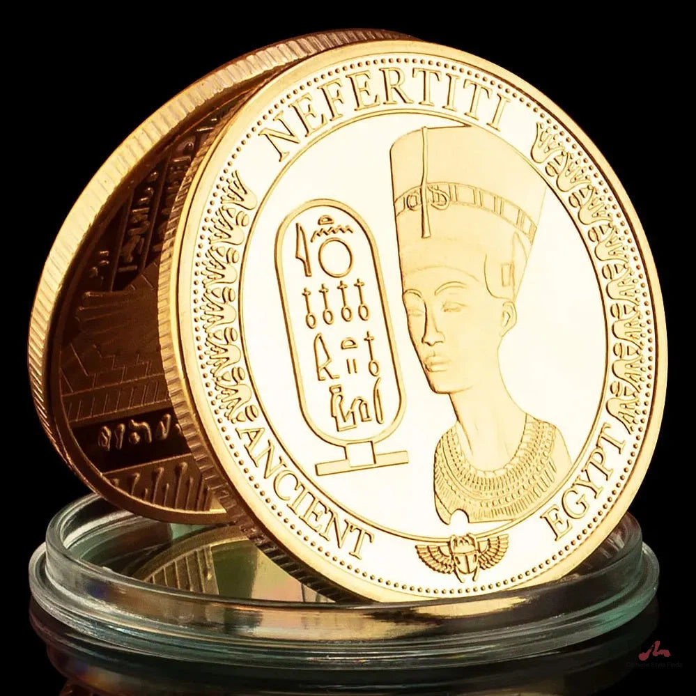 Egypt Queen Nefertiti Pyramid Gold Plated Souvenir Coin Commemorative Coin Replica Collection Gift 1612-Chinese Style Finds™