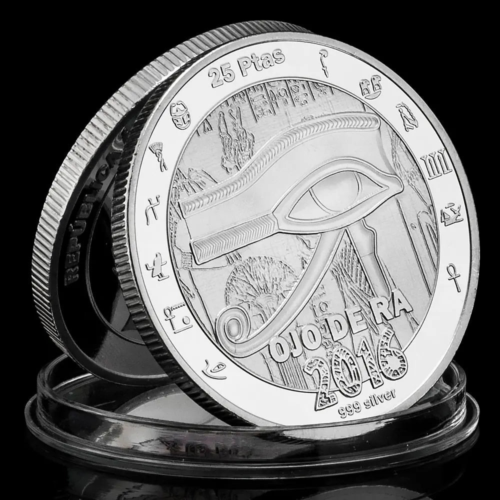 Egyptian Mythology The Eye of Horus Souvenir Silvery Plated Collectible Coin Collection Art Creative Gift Commemorative Coin 1145-Chinese Style Finds™