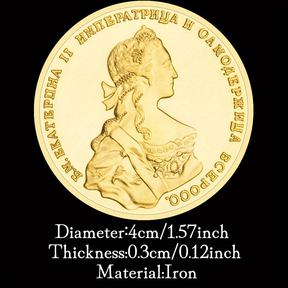 Ekaterina II of Russia 1741 Souvenir Coin Golden Plated Collection Creative Gift Russian Double-Heads Eagle Commemorative Coin 1293-Chinese Style Finds™