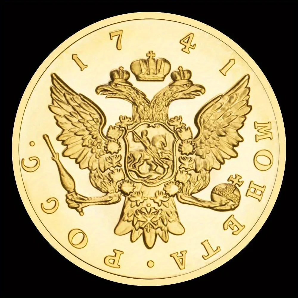 Ekaterina II of Russia 1741 Souvenir Coin Golden Plated Collection Creative Gift Russian Double-Heads Eagle Commemorative Coin 1293-Chinese Style Finds™