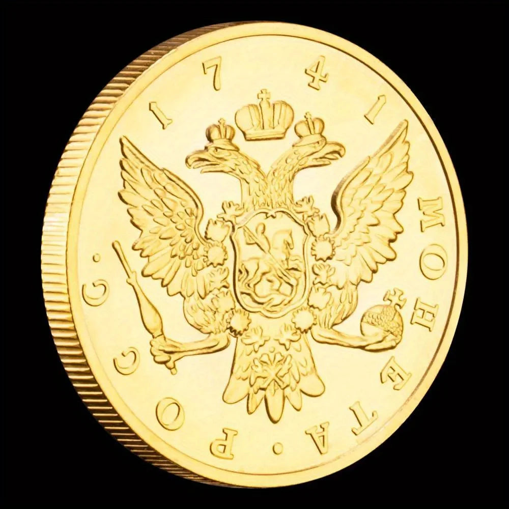 Ekaterina II of Russia 1741 Souvenir Coin Golden Plated Collection Creative Gift Russian Double-Heads Eagle Commemorative Coin 1293-Chinese Style Finds™