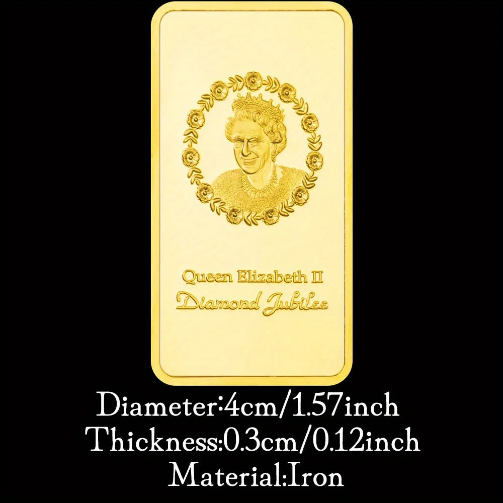 Elizabeth II Queen of The United Kingdom Souvenirs Gift Ideas Golden Bar Collectible Gold Plated Commemorative Coins 1617-Chinese Style Finds™