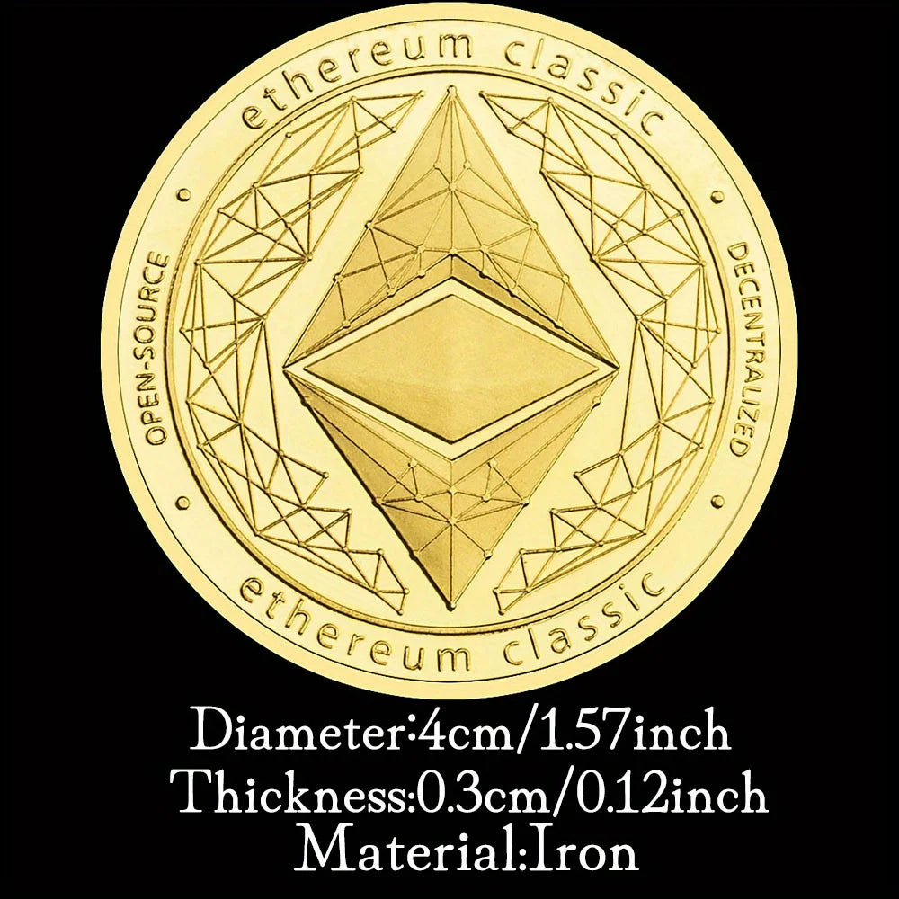 Ethereum Classic Souvenir Coin Physical Cryptocurrency Coin Golden Plated Gift Commemorative Coin Collection Art Ethereum Coin 1393-Chinese Style Finds™