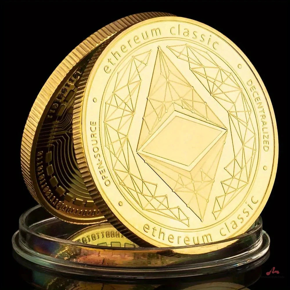 Ethereum Classic Souvenir Coin Physical Cryptocurrency Coin Golden Plated Gift Commemorative Coin Collection Art Ethereum Coin 1393-Chinese Style Finds™