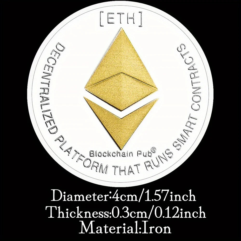 Ethereum Coin Souvenir Commemorative Silvery Plated Collectibles Coin Challenge Coin ETH Physical Cryptocurrency Crypto Coin 1395-Chinese Style Finds™