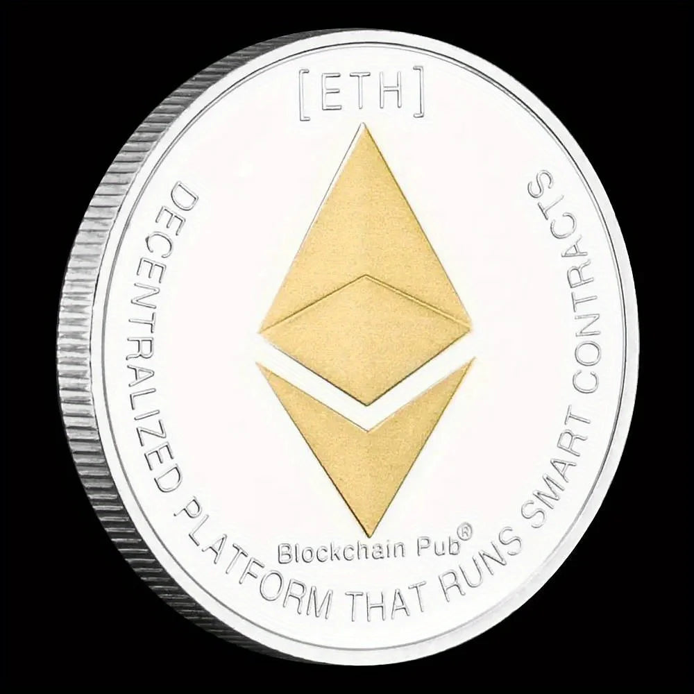 Ethereum Coin Souvenir Commemorative Silvery Plated Collectibles Coin Challenge Coin ETH Physical Cryptocurrency Crypto Coin 1395-Chinese Style Finds™