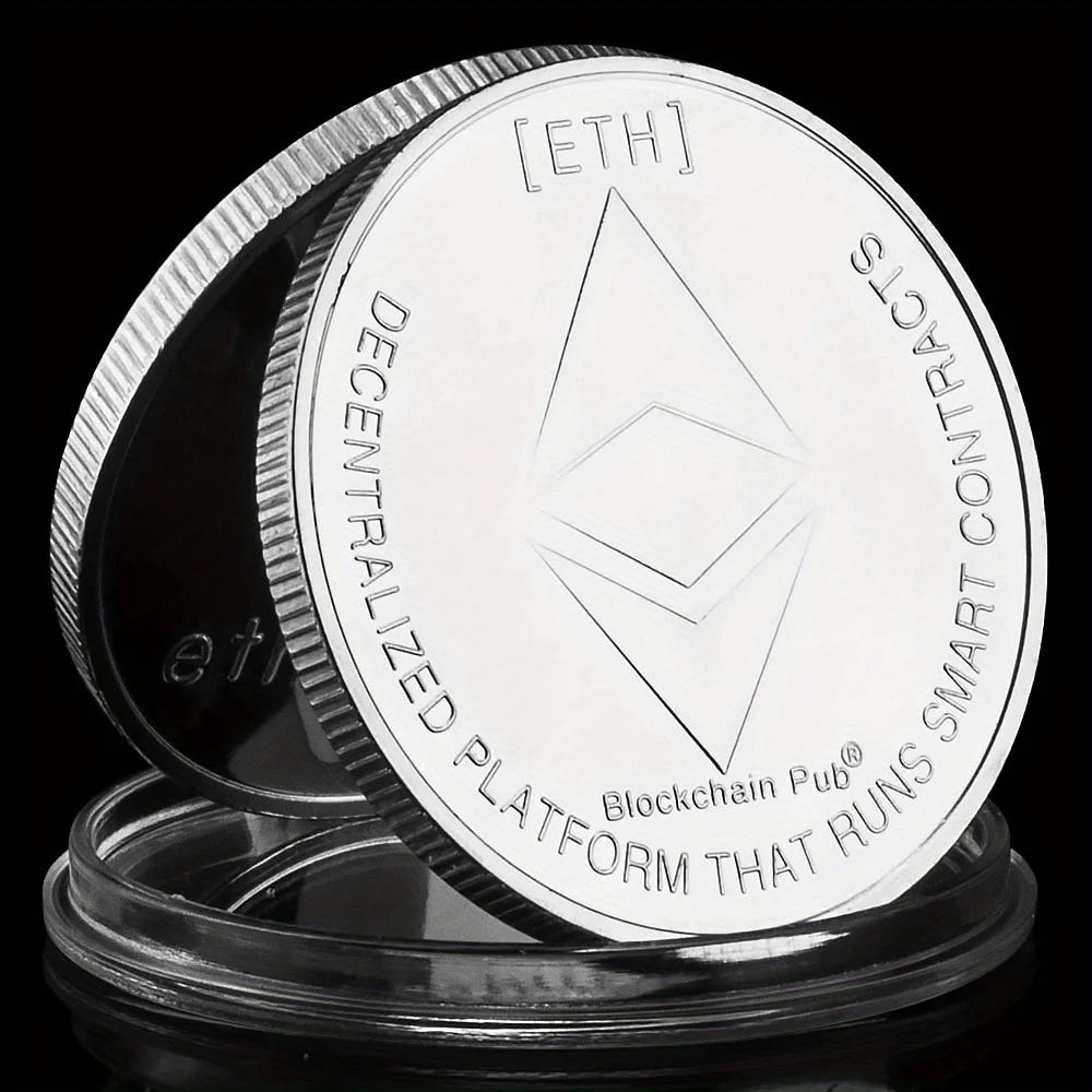 Ethereum Coin Souvenir Commemorative Silvery Plated Collectibles Coin Challenge Coin ETH PhysicalCryptocurrency Collection Coins 1397-Chinese Style Finds™