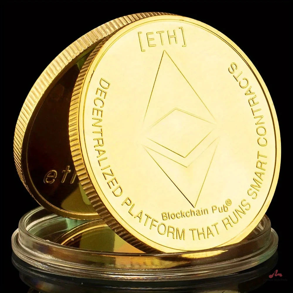 Ethereum Coin Souvenir Commemorative Silvery Plated Collectibles Coin Challenge Coin ETH PhysicalCryptocurrency Collection Coins 1397-Chinese Style Finds™