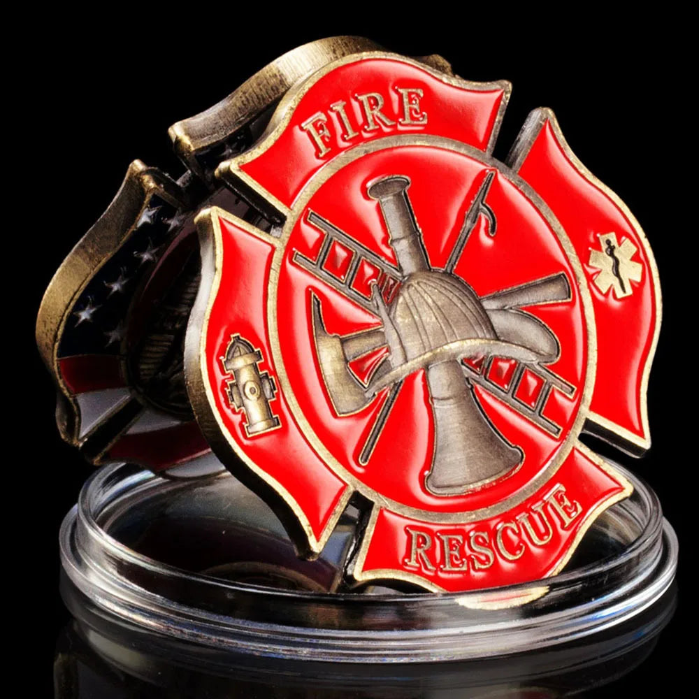 Fire Fighter City Rescue Souvenir Collection Art Guardian Fighters Challenge Coin Honor Coin Copper Plated Commemorative Coin 1537-Chinese Style Finds™