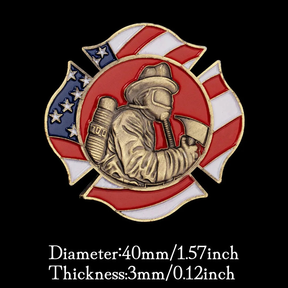 Fire Fighter City Rescue Souvenir Collection Art Guardian Fighters Challenge Coin Honor Coin Copper Plated Commemorative Coin 1537-Chinese Style Finds™