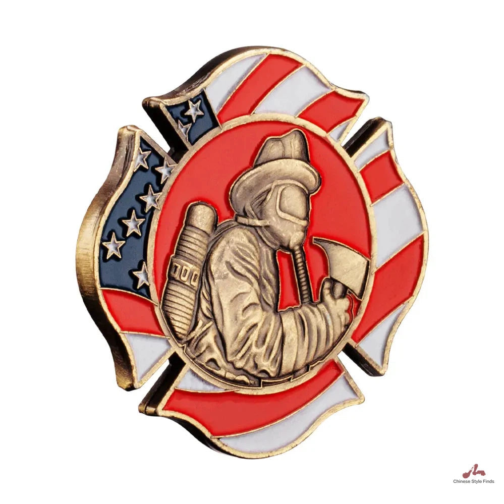 Fire Fighter City Rescue Souvenir Collection Art Guardian Fighters Challenge Coin Honor Coin Copper Plated Commemorative Coin 1537-Chinese Style Finds™