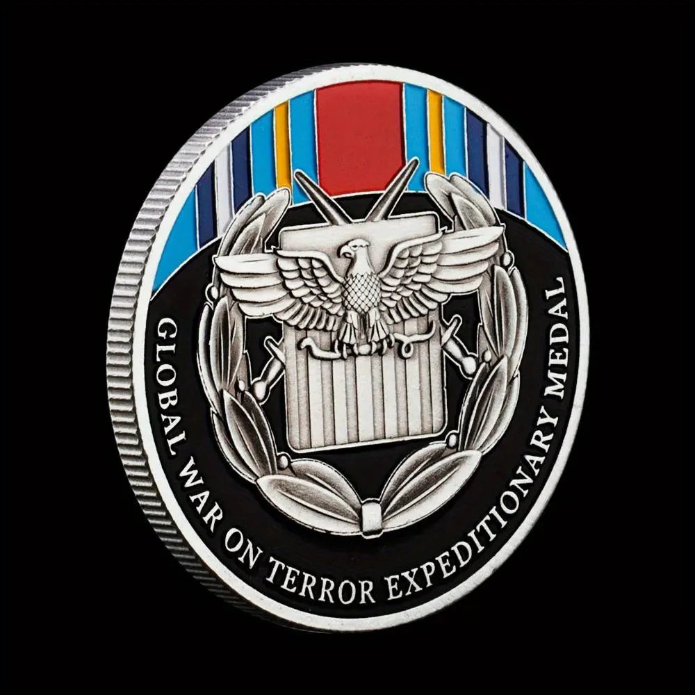 Global War on Terror Expeditionary Medal Challenge Coin Antique Silvery Plated Coin Collection Art US MilitaryCommemorative Coin 1257-Chinese Style Finds™