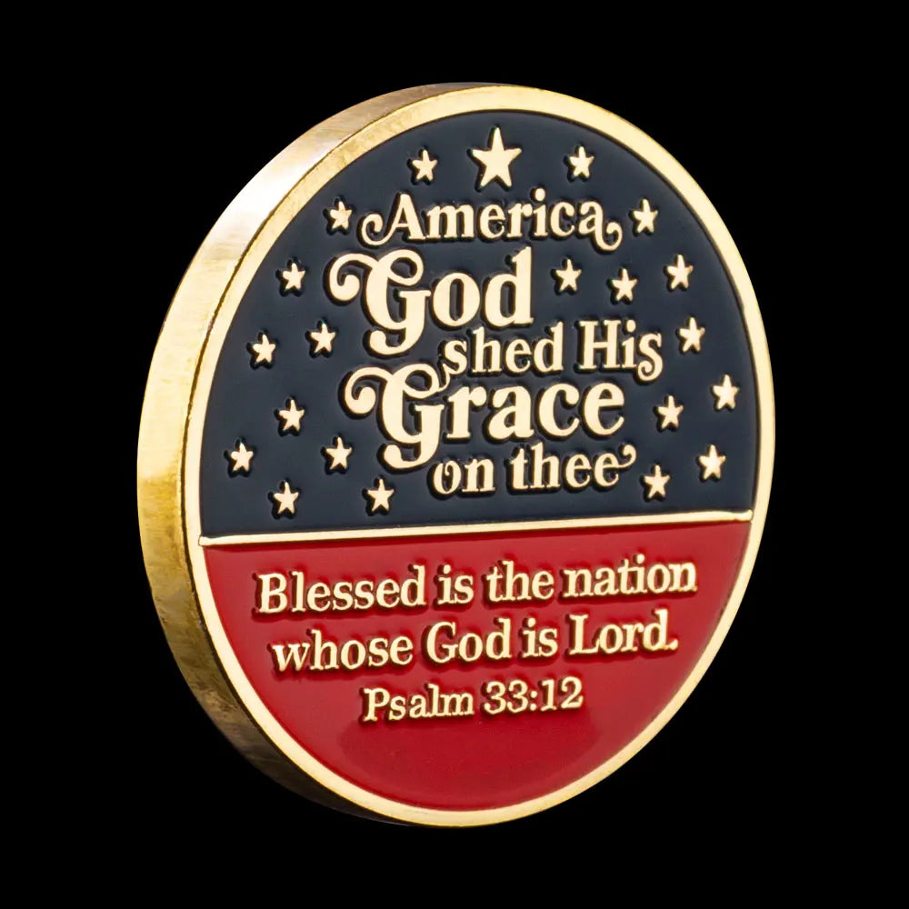 God Bless America Souvenir Blessed Is The Nation Whose God Is Lord Psalm Coin Collectibles US Golden Plated Commemorative Coin 1430-Chinese Style Finds™