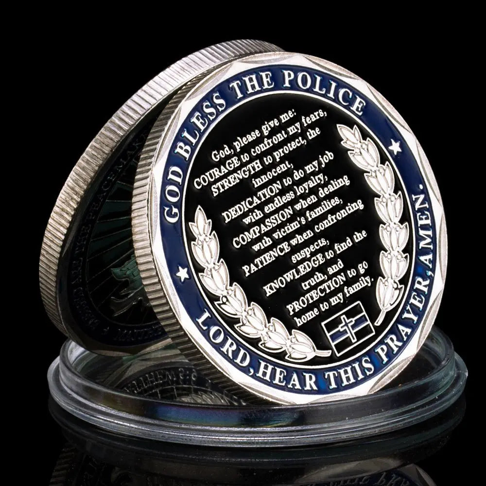 God Bless The Police Souvenir Peacemaker Honor Coin Christ Lord Hear This Prayer Amen Police Coin Matthew Commemorative Coin 1124-Chinese Style Finds™