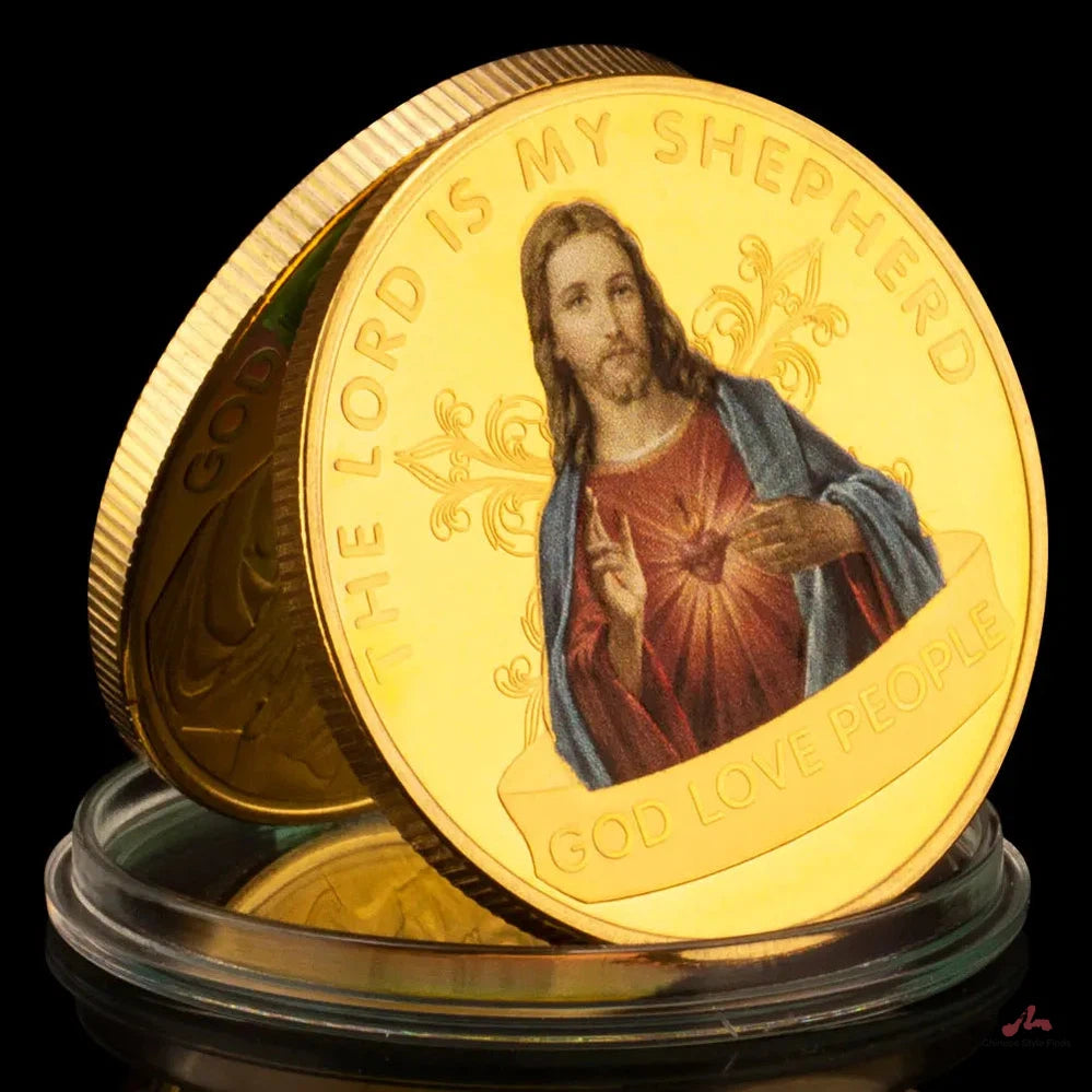 God Love People Christian Commemorative Golden Coins Religion Faith Jesus Painted Badge The Passion of Jesus Souvenirs and Gift Ideas 1104-Chinese Style Finds™