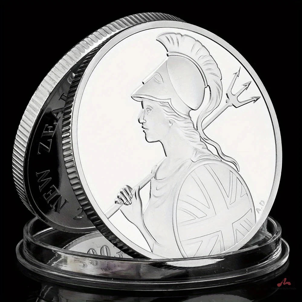 Goddess of Brittania Athena Collectible Silvery Plated Souvenir Coin Myth of North Europe Collection Art Commemorative Coin 1152-Chinese Style Finds™