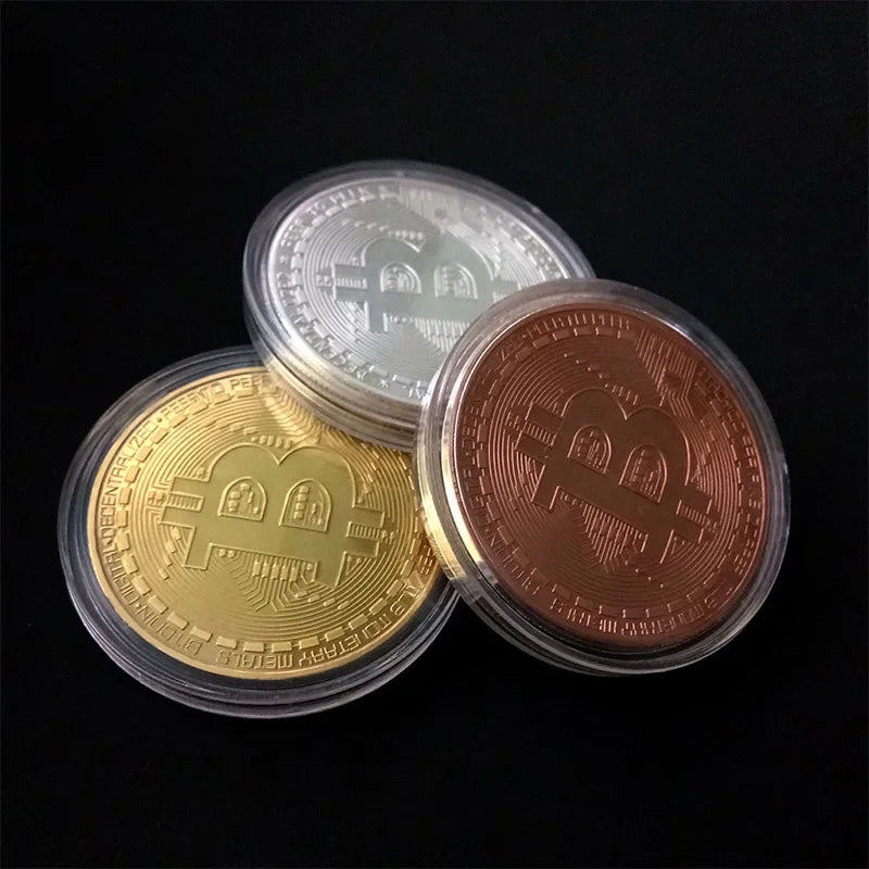 Gold Plated Bitcoin Coin Collectible Bit BTC Metal Coins Art Collection Gift 1000-Chinese Style Finds™