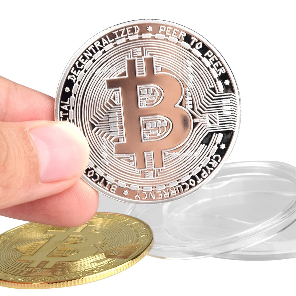 Gold Plated Bitcoin Coin Collectible Bit BTC Metal Coins Art Collection Gift 1000-Chinese Style Finds™