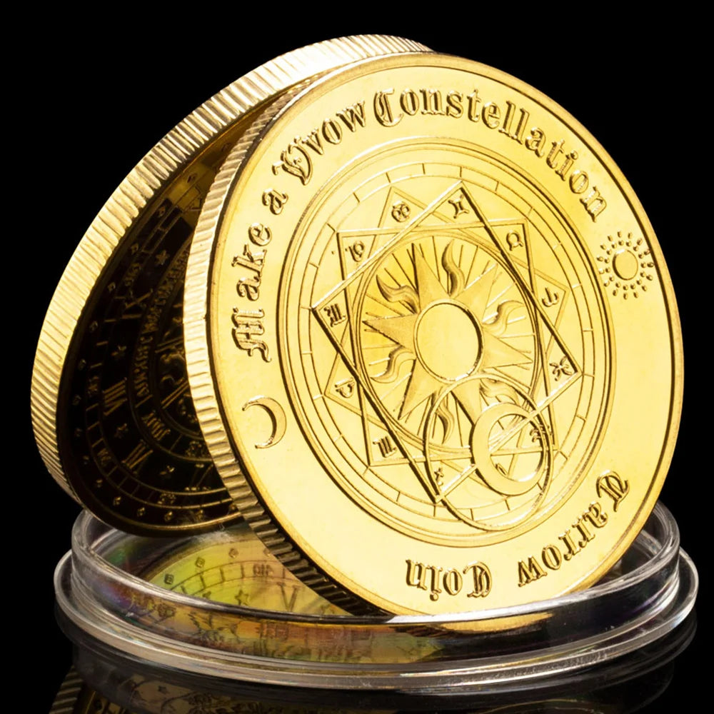 Gold Plated Europe and America Tarots Sun Moon Commemorative Coin Constellation Lucky Love Wishing Coins 1175-Chinese Style Finds™