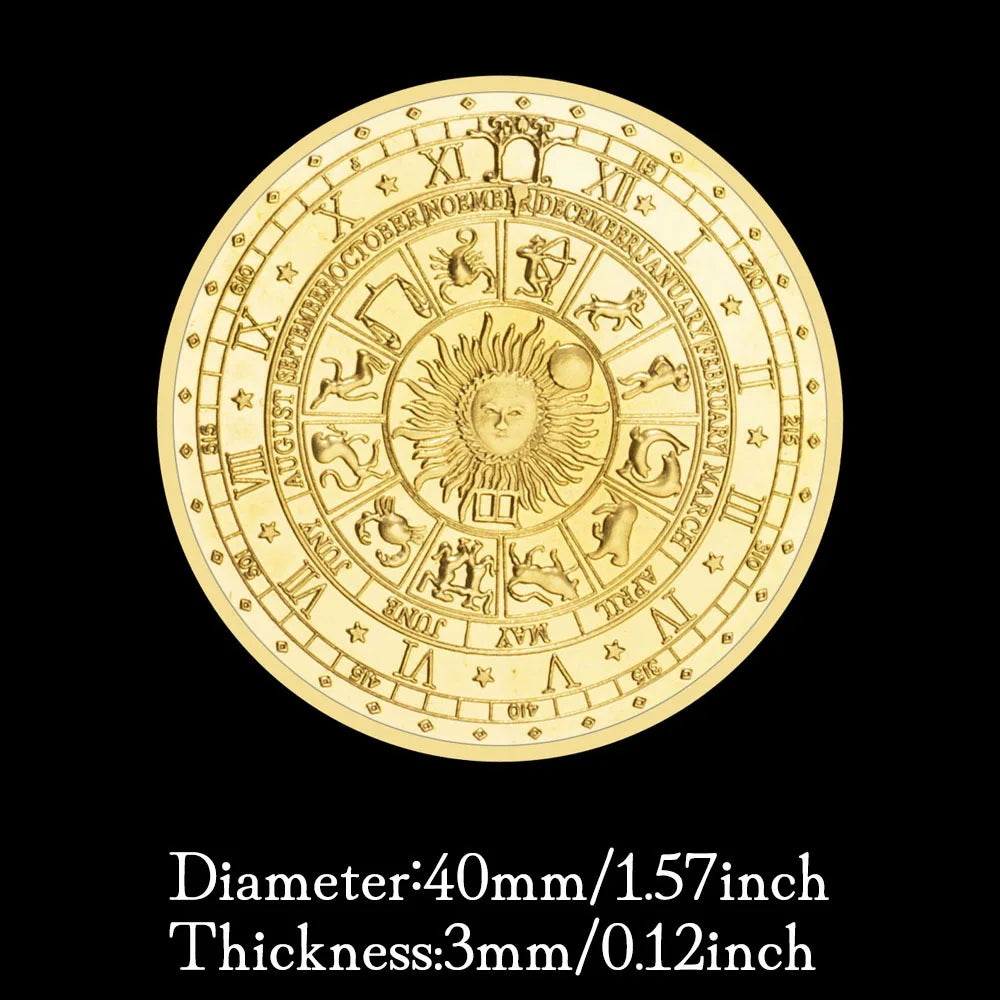 Gold Plated Europe and America Tarots Sun Moon Commemorative Coin Constellation Lucky Love Wishing Coins 1175-Chinese Style Finds™